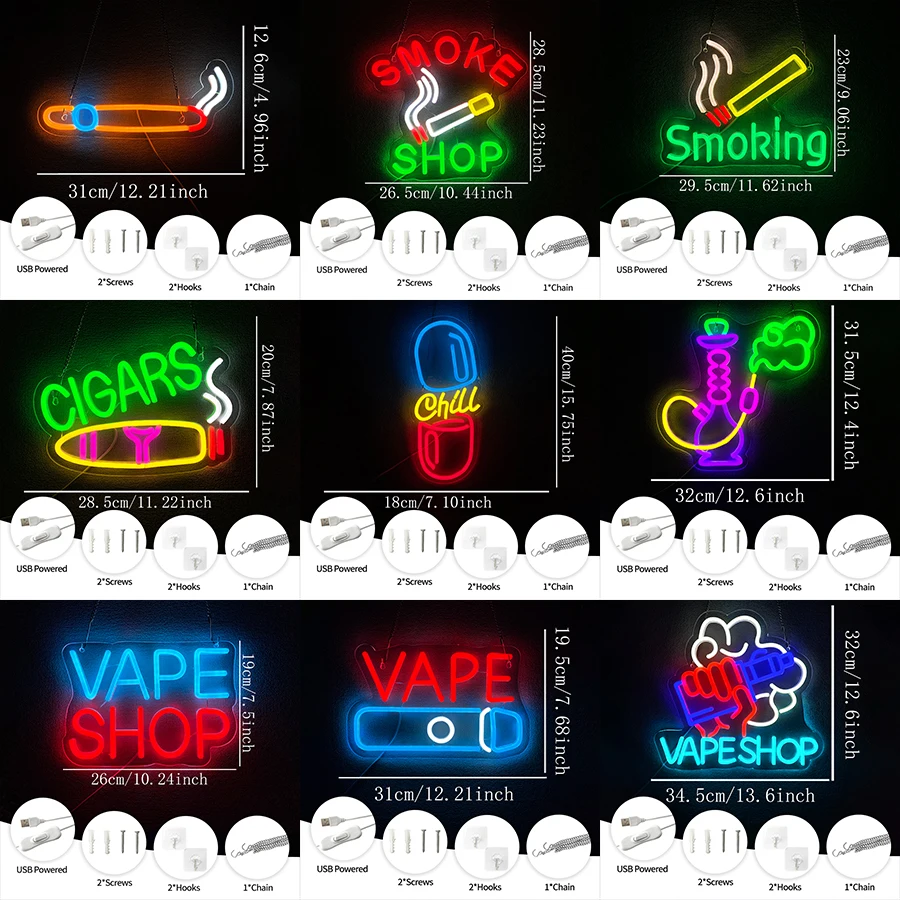 Sinal de néon de narguilé para - Vaping Shop avaliação e preço